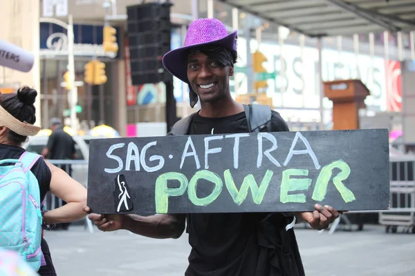 Novo Sag Aftra Strike Rally Maciço Cheio Estrelas Times Square — Fotografia de Stock