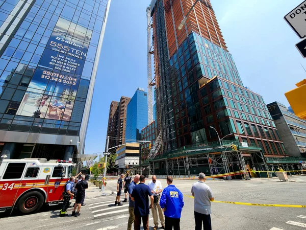 Construction Crane Prend Feu Effondre Manhattan Nyc Juillet 2023 New — Photo