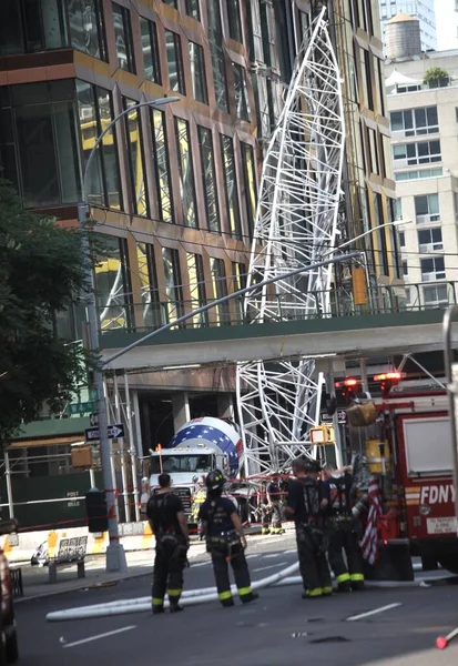 Construction Crane Prend Feu Effondre Manhattan Nyc Juillet 2023 New — Photo
