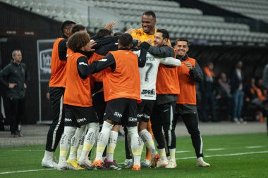 Sao Paulo (SP), Brezilya 07 / 29 / 2023 - Korintliler 'den Maycon, 2023 Brezilya Futbol Şampiyonası' nın 17. turunda Corinthians ve Vasco da Gama arasında oynanan karşılaşmada golünü kutluyor.