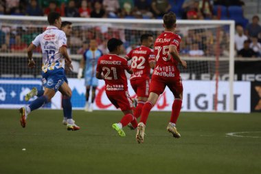 Lig Kupası: New York Red Bulls, Atletico San Luis 'e karşı. 30 Temmuz 2023. Harrison, New Jersey, ABD: Lig Kupası için geçerli olan Atletico San Luis ile New York Red Bulls arasında 30 Pazar günü Harrisonn 'daki Red Bull Arena' da oynanan futbol maçı).