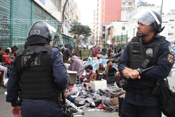 Operação Policial Contra Traficantes Drogas Cracolândia Julho 2023 São Paulo — Fotografia de Stock