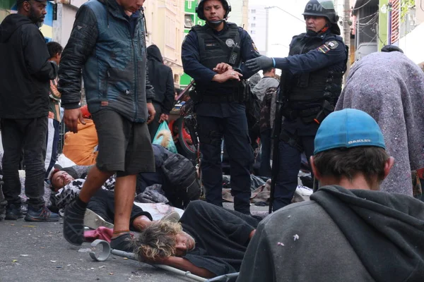 Operación Policial Contra Narcotraficantes Cracolandia Julio 2023 Sao Paulo Brasil —  Fotos de Stock