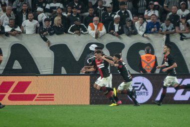 Sao Paulo (SP), Brezilya 08 / 01 / 2023 - Marcos Portillo, Corinthians ve Newell 's Old Boys arasında oynanan ve Copa Sudamericana 2023' ün ilk ayağı için geçerli olan maçta golünü kutluyor