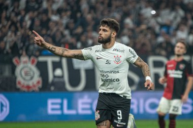Sao Paulo (SP), Brezilya 08 / 01 / 2023 - Yuri Alberto, Corinthians ve Newell 's Old Boys arasında oynanan ve Copa Sudamericana 2023' ün ilk ayağı için geçerli olan maçta golünü kutluyor