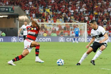Libertadores Kupası: Flamengo Olimpia 'ya karşı. 3 Ağustos 2023, Rio de Janeiro, Brezilya: Flamengo ve Olimpia arasındaki futbol maçı, Amerika Libertadores 2023 'ün ilk ayağı için geçerli, Mario Filho Stadyumu' nda (Maracana )