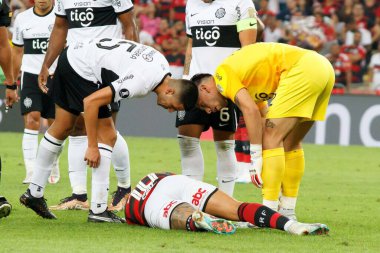 Libertadores Kupası: Flamengo Olimpia 'ya karşı. 3 Ağustos 2023, Rio de Janeiro, Brezilya: Flamengo ve Olimpia arasındaki futbol maçı, Amerika Libertadores 2023 'ün ilk ayağı için geçerli, Mario Filho Stadyumu' nda (Maracana )