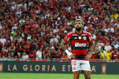Libertadores Kupası: Flamengo Olimpia 'ya karşı. 3 Ağustos 2023, Rio de Janeiro, Brezilya: Gabi Gol (Flamengo) Flamengo ve Olimpia arasındaki futbol maçı sırasında, Amerika Libertadores 2023 'ün ilk ayağı için geçerlidir., 