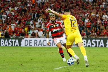 Libertadores Kupası: Flamengo Olimpia 'ya karşı. 3 Ağustos 2023, Rio de Janeiro, Brezilya: Flamengo ve Olimpia arasındaki futbol maçı, Amerika Libertadores 2023 'ün ilk ayağı için geçerli, Mario Filho Stadyumu' nda (Maracana )