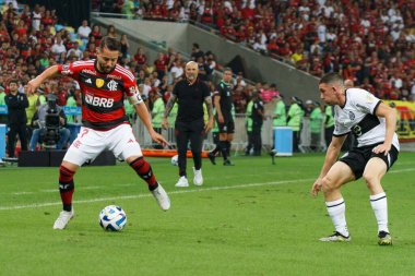 Libertadores Kupası: Flamengo Olimpia 'ya karşı. 3 Ağustos 2023, Rio de Janeiro, Brezilya: Flamengo ve Olimpia arasındaki futbol maçı, Amerika Libertadores 2023 'ün ilk ayağı için geçerli, Mario Filho Stadyumu' nda (Maracana )