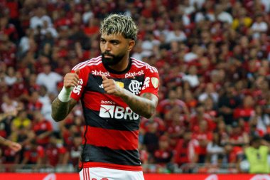 Libertadores Kupası: Flamengo Olimpia 'ya karşı. 3 Ağustos 2023, Rio de Janeiro, Brezilya: Gabi Gol (Flamengo) Flamengo ve Olimpia arasındaki futbol maçı sırasında, Amerika Libertadores 2023 'ün ilk ayağı için geçerlidir., 