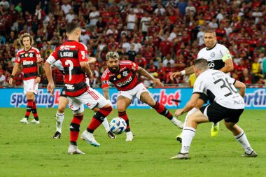 Libertadores Kupası: Flamengo Olimpia 'ya karşı. 3 Ağustos 2023, Rio de Janeiro, Brezilya: Gabi Gol (Flamengo) Flamengo ve Olimpia arasındaki futbol maçı sırasında, Amerika Libertadores 2023 'ün ilk ayağı için geçerlidir., 