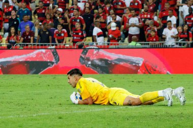 Libertadores Kupası: Flamengo Olimpia 'ya karşı. 3 Ağustos 2023, Rio de Janeiro, Brezilya: Flamengo ve Olimpia arasındaki futbol maçı, Amerika Libertadores 2023 'ün ilk ayağı için geçerli, Mario Filho Stadyumu' nda (Maracana )