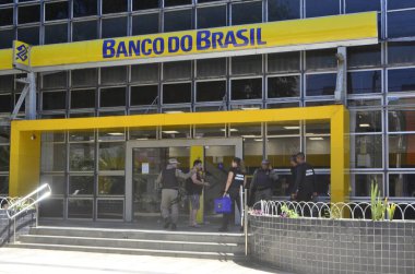 Natal 'da Banco do Brasil soygunu. 5 Ağustos 2023, Natal, Rio Grande Do Norte, Brezilya: Başkent Natal-RN 'deki Banco do Brasil şubesine Cumartesi (05) girmeye çalışan haydutlar.
