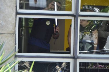 Natal 'da Banco do Brasil soygunu. 5 Ağustos 2023, Natal, Rio Grande Do Norte, Brezilya: Başkent Natal-RN 'deki Banco do Brasil şubesine Cumartesi (05) girmeye çalışan haydutlar.