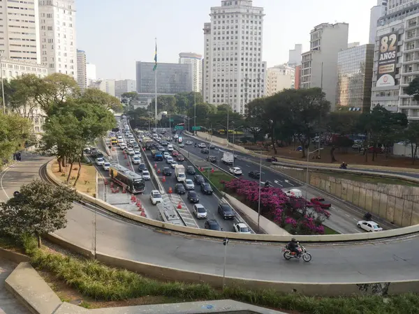 Schwerer Autoverkehr Sao Paulo August 2023 Sao Paulo Brasilien Schwerer — Stockfoto