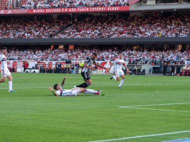 Sao Paulo (SP), Brezilya 08 / 06 / 2023 - Sao Paulo ve Atletico Mineiro arasında oynanan maçta bu Pazar öğleden sonra Cicero Pompei de Toledo Stadyumu, Morumbi 'de oynanan Brezilya Şampiyonası için geçerli olan maçta Hulk 