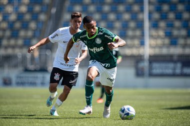 Santana de Parnaiba (SP), Brezilya 08 / 06 / 2023 - Palmeiras ve Corinthians arasındaki maç, 2023 Brezilya 20 Yaş Altı Şampiyonası 'nın ilk ayağı için geçerli. 