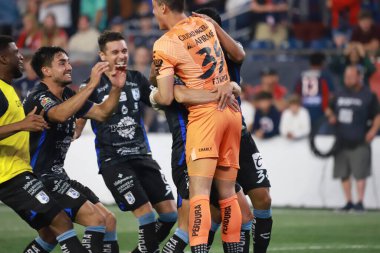 Lig Kupası: Queretaro, New England 'a karşı. 07 Ağustos 2023, Foxborough, Massachusetts, ABD: Queretaro ve New England arasındaki futbol maçı Foxborough 'daki Gillette Stadyumu' nda oynanan 16..