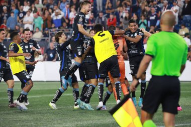 Lig Kupası: Queretaro, New England 'a karşı. 07 Ağustos 2023, Foxborough, Massachusetts, ABD: Queretaro ve New England arasındaki futbol maçı Foxborough 'daki Gillette Stadyumu' nda oynanan 16..
