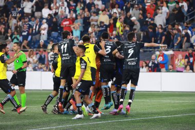 Lig Kupası: Queretaro, New England 'a karşı. 07 Ağustos 2023, Foxborough, Massachusetts, ABD: Queretaro ve New England arasındaki futbol maçı Foxborough 'daki Gillette Stadyumu' nda oynanan 16..