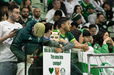 Sao Paulo (SP), Brezilya 08 / 09 / 2023 - Palmeiras ile Atletico Mineiro arasında oynanan karşılaşmada taraftarlar, bu Çarşamba gecesi Sao Paulo 'daki Allianz Parque' da Copa Libertadores da America için geçerli olacak.