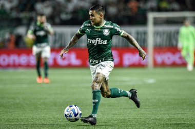 Sao Paulo (SP), Brezilya 08 / 09 / 2023 - Palmeiras ile Atletico-MG arasındaki maçta Dudu, Copa Conmebol Libertadores 2023 'ün ikinci ayağı için geçerli, Allianz Parque' da yapıldı.