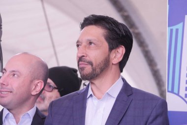 Tarcisio ve Nunes Sao Paulo 'daki The Town çalışmalarını ziyaret ederler. 10 Ağustos 2023, Sao Paulo, Brezilya: Sao Paulo Valisi, Tarcisio de Freitas, Sao Paulo Belediye Başkanı Ricardo Nunes eşliğinde Perşembe (10) günü The Town 'a yaptığı ziyarette) 