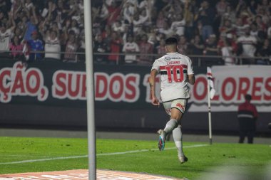 Sao Paulo (SP), Brezilya 08 / 10 / 2023 - Luciano 'nun Sao Paulo ve Arjantinli San Lourenzo arasındaki maçta attığı gol golü bu Perşembe gecesi Copa Sul Americana için geçerli oldu.