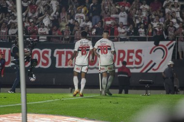 Sao Paulo (SP), Brezilya 08 / 10 / 2023 - Luciano 'nun Sao Paulo ve Arjantinli San Lourenzo arasındaki maçta attığı gol golü bu Perşembe gecesi Copa Sul Americana için geçerli oldu.