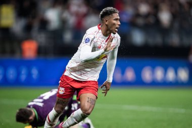 Sao Paulo (SP), Brezilya 08 / 10 / 2023 Sorriso do RB Bragantino, bu Perşembe Conmebol Sudamericana 'nın 16. Raundunda geçerli olan Amerika-MG maçında golünü kutluyor.