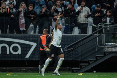 Sao Paulo (SP), Brezilya 08 / 13 / 2023 - Wesley, Corinthians ile Coritiba arasında oynanan ve Neo Quimica Arena 'da düzenlenen 2023 Brezilya Futbol Şampiyonası' nın 19.
