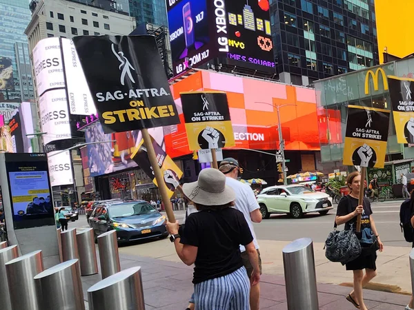 Sag Aftra Strike Rally Times Square 2023年8月15日 美国纽约 15日 Sag — 图库照片