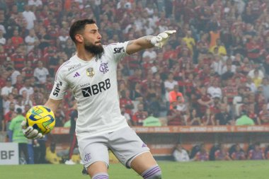 Rio de Janeiro (RJ), Brezilya 08 / 16 / 2023 - Matheus Cunha do Flamengo, Flamengo ile Gremio arasında oynanan 2023 Copa do Brasil yarı finalinde Mario Filho Stadyumu 'nda (Maracana do Brasil) oynandı.) 