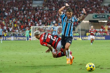 Rio de Janeiro (RJ), Brezilya 08 / 16 / 2023 - Rio de Janeiro bölgesindeki Mario Filho Stadyumu 'nda düzenlenen 2023 Copa do Brasil yarı finalinde Flamengo ile Gremio arasındaki maç geçerli