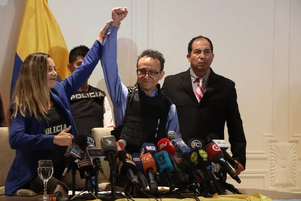 Conferência Imprensa Com Candidato Presidencial Equador Christian Zurita Agosto 2023 — Fotografia de Stock