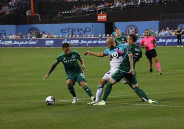 2023 MLS Normal Sezon: New York City FC, Minnesota United FC 'ye karşı. 20 Ağustos 2023. Queens, Nova York, ABD: New York City FC ile Minnesota United FC arasındaki futbol maçı, 2023 MLS normal sezonunun 27.