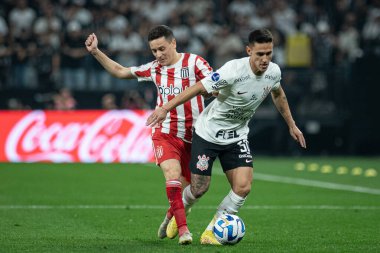 Brezilya, Sao Paulo - 22 Ağustos 2023: Corinthians ve Estudiantes arasındaki maç, Copa Conmebol Sudamericana 2023 çeyrek finalinin ilk ayağı için geçerlidir.