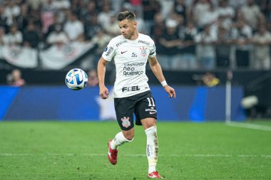 Brezilya, Sao Paulo - 22 Ağustos 2023: Angel Romero, Corinthians ve Estudiantes arasında oynanan ve Copa Conmebol Sudamericana 2023 'ün çeyrek finallerinin ilk ayağı için geçerli olan maça çıktı.