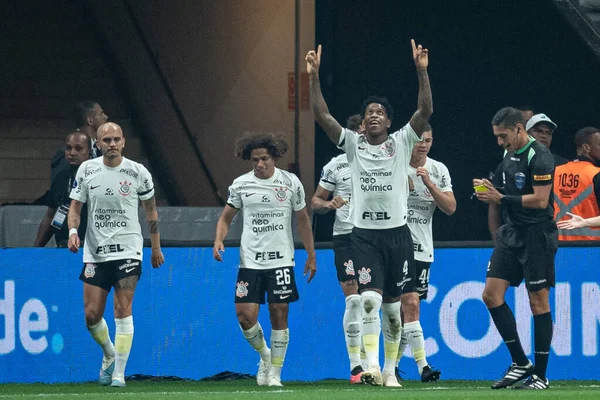 Brazil Sao Paulo August 2023 Player Gil Celebrates His Goal — Stock Photo, Image