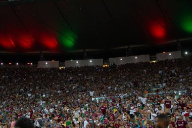 Rio de Janeiro (RJ), Brezilya - 24 Ağustos 2023: Mario Filho Stadyumu 'nda (Maracana) düzenlenen Libertadores da America 2023 çeyrek finalleri için geçerli olan Fluminense x Olimpia arasındaki maç)