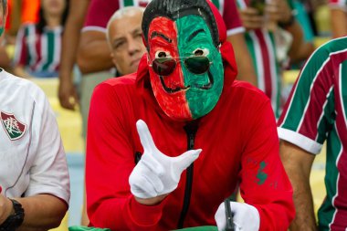 Rio de Janeiro (RJ), Brezilya - 24 Ağustos 2023: Mario Filho Stadyumu 'nda (Maracana) düzenlenen Libertadores da America 2023 çeyrek finalleri için geçerli olan Fluminense x Olimpia arasındaki maçta taraftarlar)