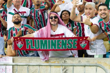 Rio de Janeiro (RJ), Brezilya - 24 Ağustos 2023: Mario Filho Stadyumu 'nda (Maracana) düzenlenen Libertadores da America 2023 çeyrek finalleri için geçerli olan Fluminense x Olimpia arasındaki maç)