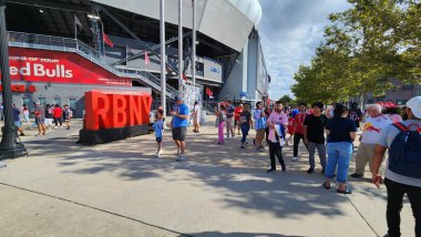 2023 MLS Normal Sezon: New York Red Bulls, Miami 'ye Karşı. 26 Ağustos 2023. Harrison, New Jersey, ABD: Harrison 'daki Red Bull Arena' da oynanan Major League Soccer (MLS) Doğu Konferansı 'nda geçerli olan New York Red Bulls ile Inter Miami arasındaki futbol maçı