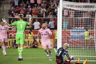 2023 MLS Normal Sezon: New York Red Bulls, Miami 'ye Karşı. 26 Ağustos 2023. Harrison, New Jersey, ABD: Lionel Messi (Miami), National League Soccer (MLS) için geçerli olan New York Red Bulls ve Inter Miami arasındaki futbol maçında golünü kutladı.) 
