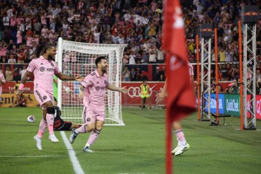 2023 MLS Normal Sezon: New York Red Bulls, Miami 'ye Karşı. 26 Ağustos 2023. Harrison, New Jersey, ABD: Lionel Messi (Miami), National League Soccer (MLS) için geçerli olan New York Red Bulls ve Inter Miami arasındaki futbol maçında golünü kutladı.) 