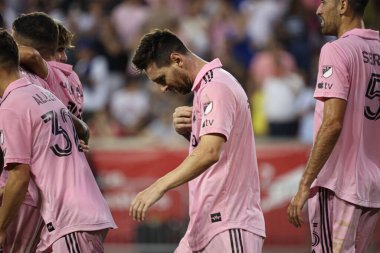 2023 MLS Normal Sezon: New York Red Bulls, Miami 'ye Karşı. 26 Ağustos 2023. Harrison, New Jersey, ABD: Lionel Messi (Miami), National League Soccer (MLS) için geçerli olan New York Red Bulls ve Inter Miami arasındaki futbol maçında golünü kutladı.) 