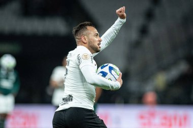 Sao Paulo (SP), Brezilya 08 / 26 / 2023 - Korintliler 'den Maycon, Neo Quimica Arena' da düzenlenen 2023 Brezilya Futbol Şampiyonası 'nın 21. turu için geçerli olan Corinthians ve Goias arasındaki maçta golünü kutluyor.