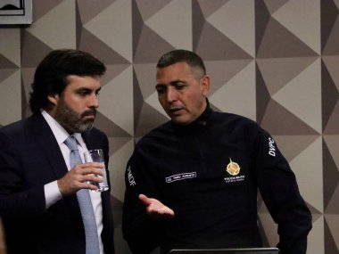 Brasilia (DF), Brezilya 08 / 29 / 2023 - DF PM / DF Askeri Polisi eski komutanı ve Albay Fabio Augusto Vieira tarafından duyulan, 8 Ocak 2023 tarihli Yasalar Hakkında Karışık Soruşturma Komisyonu, 15.
