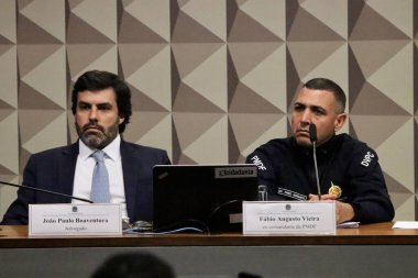 Brasilia (DF), Brezilya 08 / 29 / 2023 - DF PM / DF Askeri Polisi eski komutanı ve Albay Fabio Augusto Vieira tarafından duyulan, 8 Ocak 2023 tarihli Yasalar Hakkında Karışık Soruşturma Komisyonu, 15.